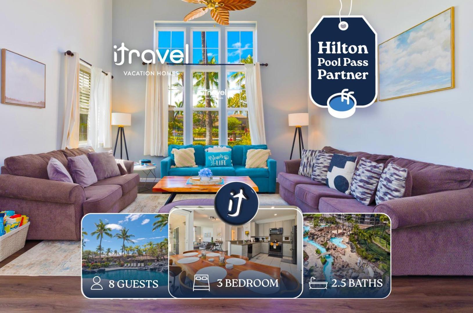 Hilton Pool Pass Included - Stylish Central Villa Mins To Beach Pool & Spa ワイコロアビレッジ エクステリア 写真